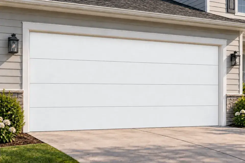 Flush garage door in White