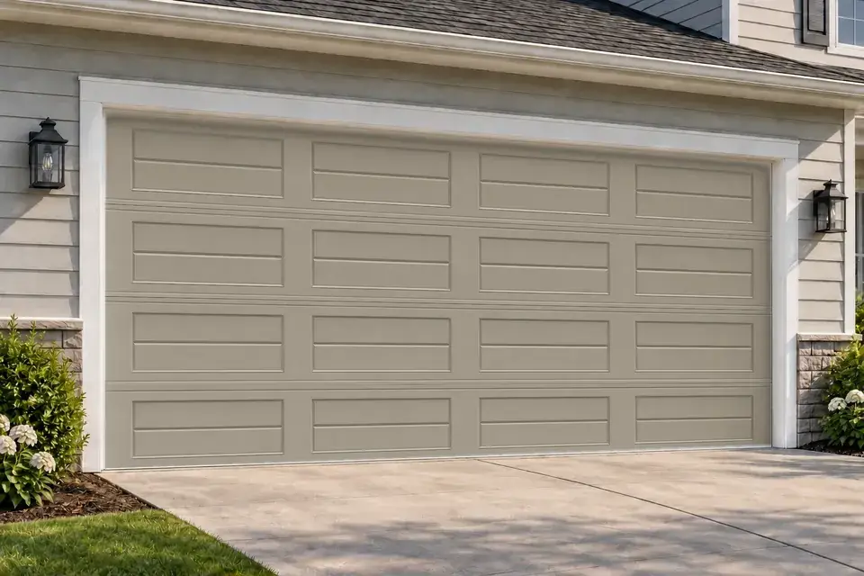Louver two slat garage door in Beige