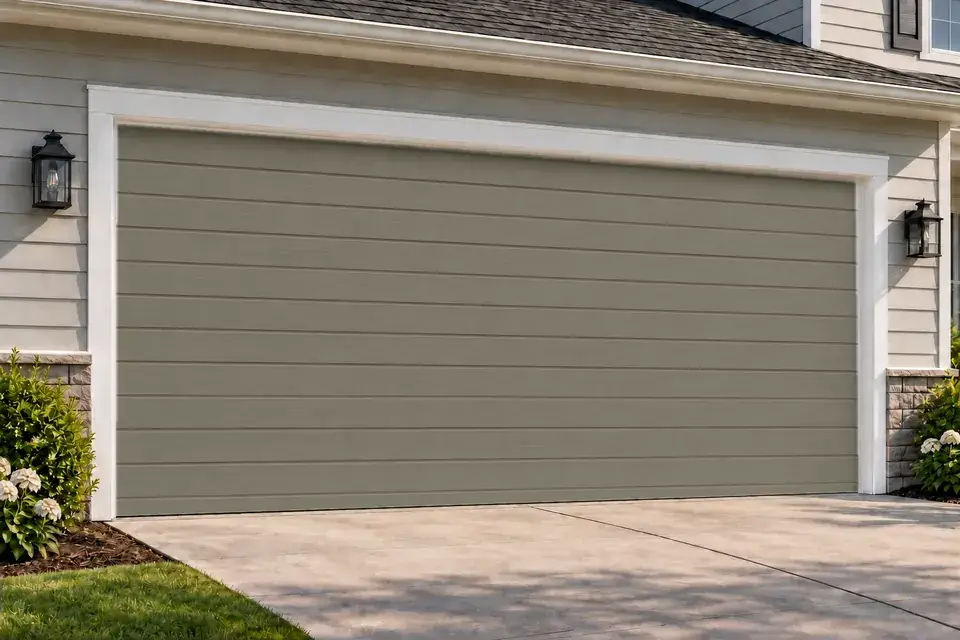 Plank garage door in Terrastone